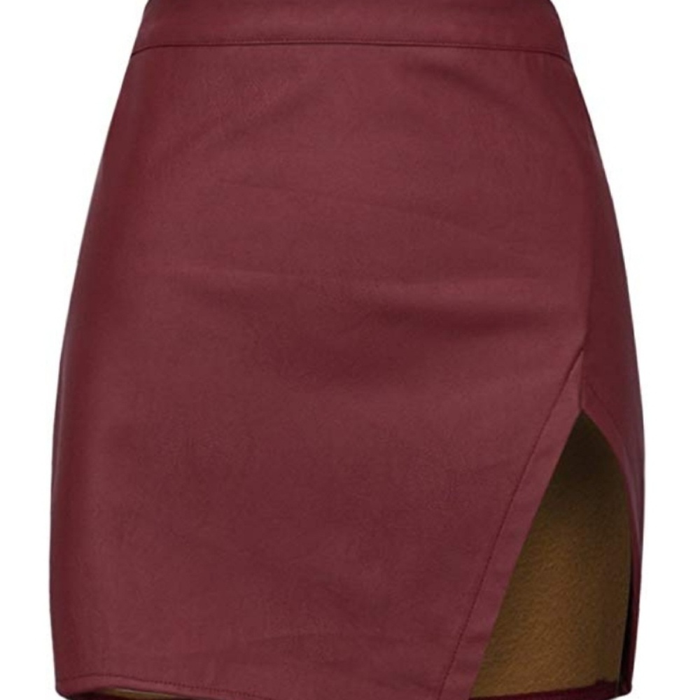 Women's Wine Cut Out Mid Waist Asymmetric skirt